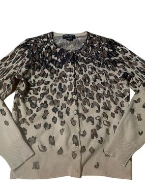 Lord & Taylor Leopard Print Cardigan animal print